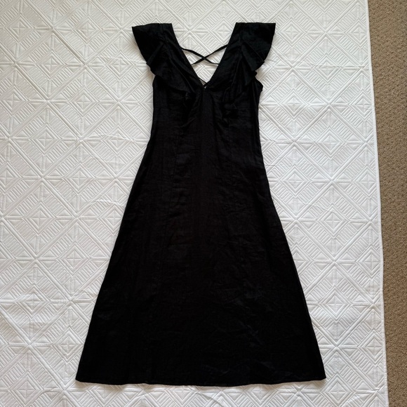 Rails Constance Linen Midi Dress Size Medium In Black - Picture 6 of 15